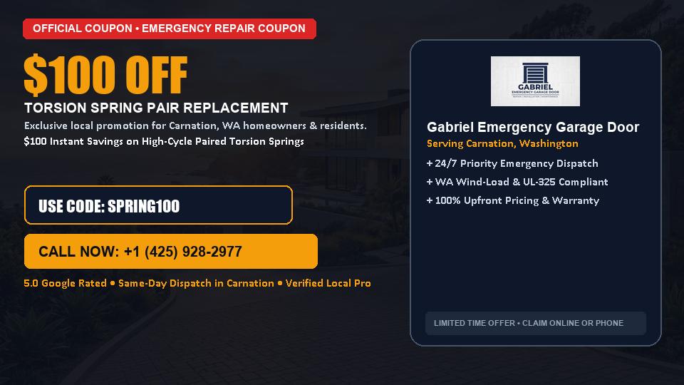 Gabriel Emergency Garage Door $100 OFF Dual Torsion Spring Replacement